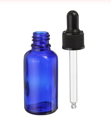 Bottiglie di vetro blu del contagoccia di LinDeer 30ml con il cappuccio di plastica nero