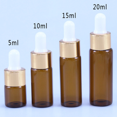 Bottiglia di vetro del contagoccia dei cosmetici 10ml 15ml 20ml Brown per olio essenziale