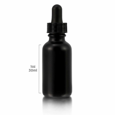 La bottiglia di vetro nera dell'occhio cosmetico 30ml con il contagoccia non si rovescia
