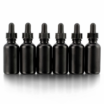 La bottiglia di vetro nera dell'occhio cosmetico 30ml con il contagoccia non si rovescia