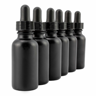 La bottiglia di vetro nera dell'occhio cosmetico 30ml con il contagoccia non si rovescia