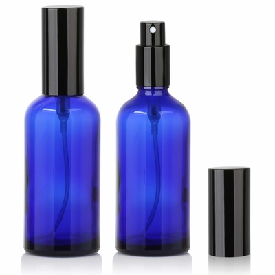Bottiglia cosmetica dello spruzzo della pompa di vetro blu di LinDeer 50ml con lo spruzzatore del Black Mist