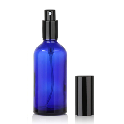 Bottiglia cosmetica dello spruzzo della pompa di vetro blu di LinDeer 50ml con lo spruzzatore del Black Mist